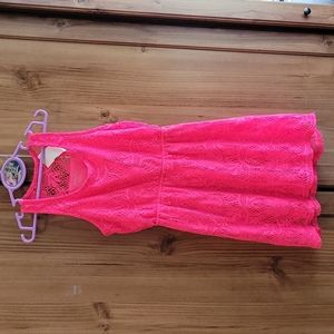 Cherokee Girls Size 10 / Medium Hot Pink Lace Racer Back Summer Dress